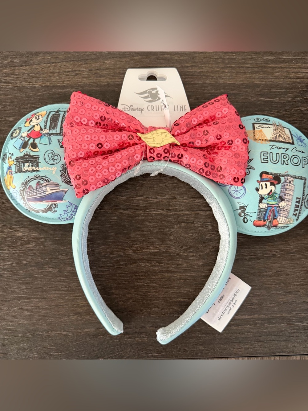 DCL Disney Cruise Line Mickey & Minnie Mouse Europe Ears Headband Authentic NEW